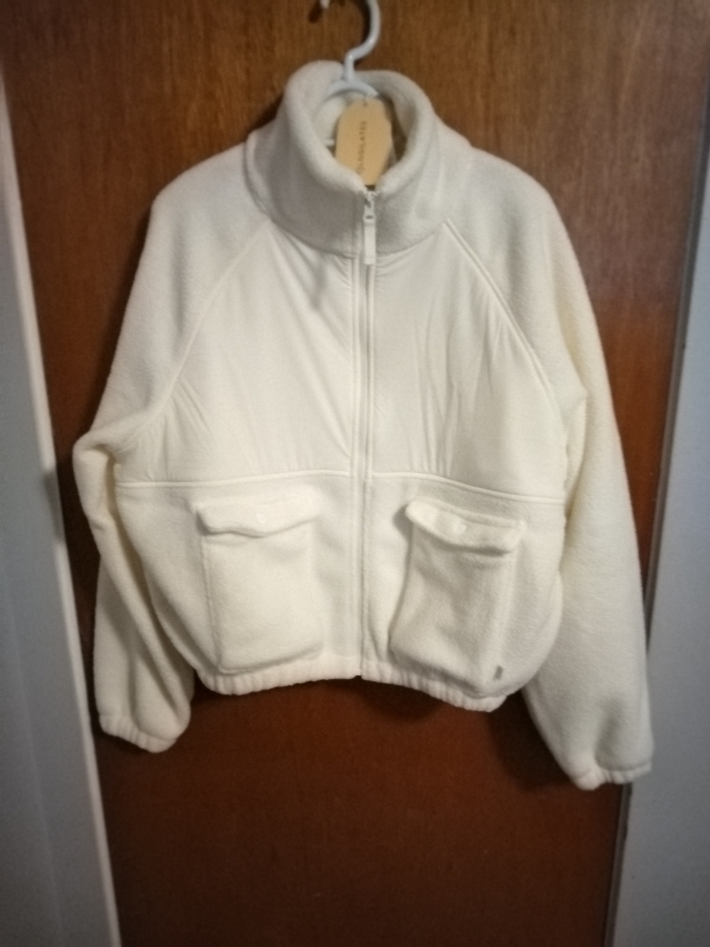 Women's Cream Teddy Fleece Zip-Up Jacket